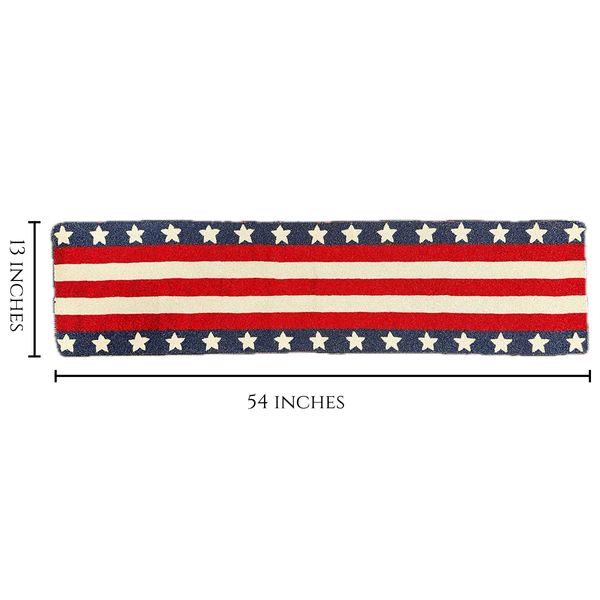 USA Flag Beaded Table Runner - 13x35 Inches