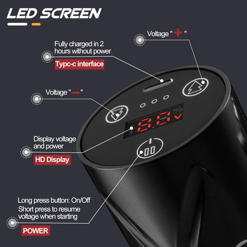 TONBAO Tattoo Machine Pen Wireless Battery Display LCD Rotary Machine 4.2mm Stroke Length..