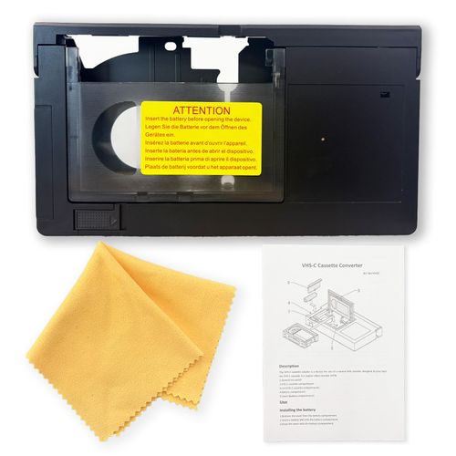 Motorized VHS-C to VHS Cassette Adapter - Ideal for VCR Player , VHS Tape for Camcorder and VHS to Digital Converting（Not Compatible with 8mm/Minidv/Hi8） with Yellow Lens Clean Cloth
