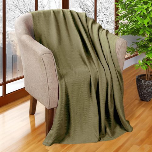 Superior 100% Cotton Blanket Oversized Throw, Woven Blanket for Couch, Bed, Bedding, Farmhouse, Home Essentials, Cute and Cozy Bohemian Blankets, Herringbone Weave, Throw, Sage