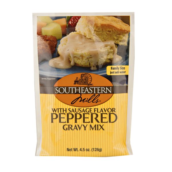 Southeastern Mills Gravy Mix, Sausage Flavored Peppered Gravy Mix, Just Add Water, Family Size, 4.5-Ounce Packet (Pack of 4 Packets)