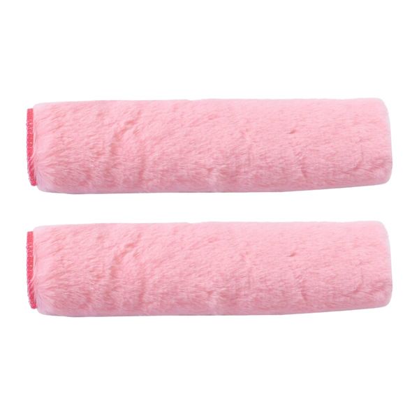 Jagowa Plush Seat Belt Cover - 2 Pcs Soft Faux Fur Shoulder Guard for Car Winter - Pink