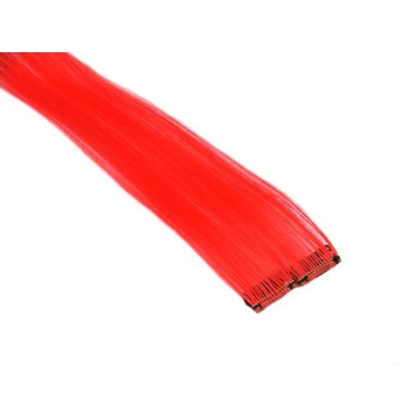 Clip In Hair Extensions 12" Neon Red Solid Colour Emo Punk Goth Scene
