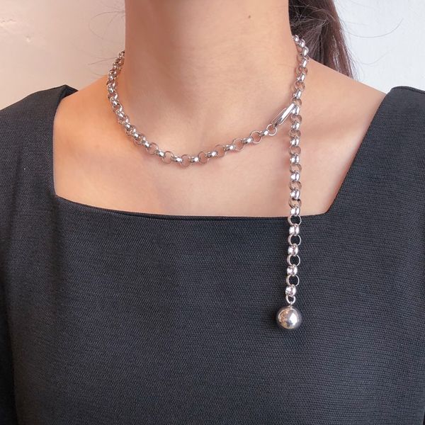 [All Surgical Steel] Ball Drop Long Chain Choker Necklace