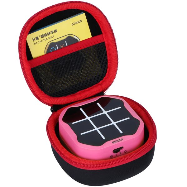 Lebakort Storage Case Compatible with GiiKER Tic Tac Toe Bolt Game 3-in-1 Handheld Puzzle Game Console Fidget Toys Board Games for Kids and Adults (Black + Red Case)