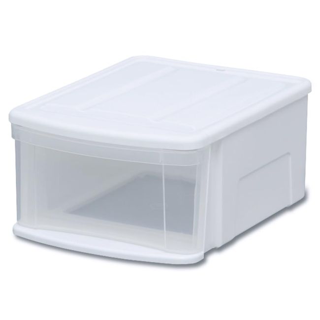 Iris Ohyama Chest I, Width 12.6 x Depth 16.1 x Height 7.8 inches (32 x 41 x 19.7 cm), White/Clear SS