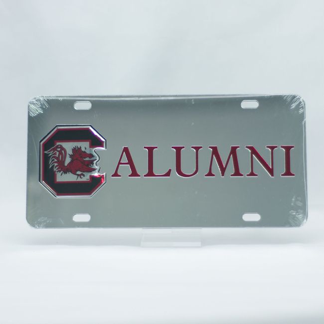 SOUTH CAROLINA GAMECOCKS Laser Cut Inlaid Mirrored Silver ALUMNI Plate