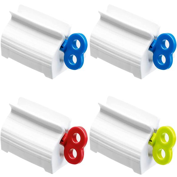 4PCS Stand Rolling Toothpaste SqueezerRolling Tube Toothpaste SqueezerRotate ToothpasteBathroom Toothpaste Seat Holder Stand Plastic Rolling Tube Toothpaste Dispenser for Bathroom.