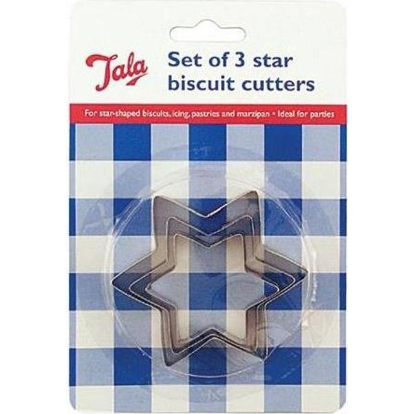 Tala Stainless Steel Star Design Cookie Cutters, Set of 3 Cutters in different sizes