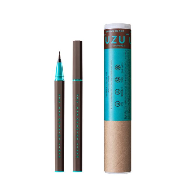 UZU BY FLOWFUSHI Eye Opening Liner [Brown Black] Liquid Eyeliner Hot Water Off Alcohol Free Dye Free Hypoallergenic