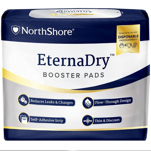 NorthShore EternaDry Booster Pads for Men and Women with Adhesive, Large, Pack/30