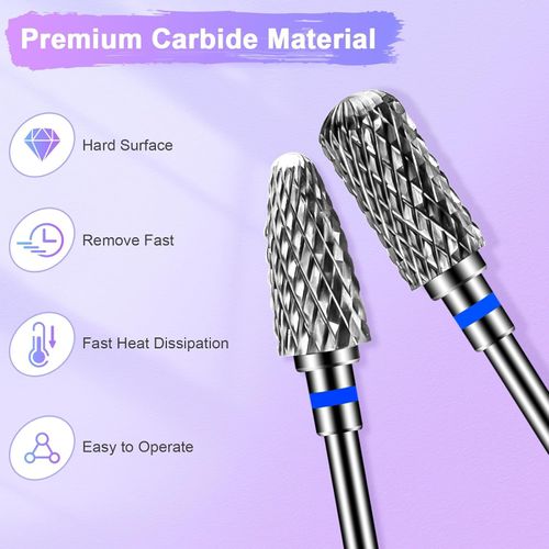 Lermende 6Pcs Nail Drill Bits Professional, 3/32'' Electric Nail Drill Bits Set for Acrylic Nails, Cuticle Nail Drill Bit Quick Gel Polish Remover Manicure Pedicure Tools with Cleaning Brush (Blue)