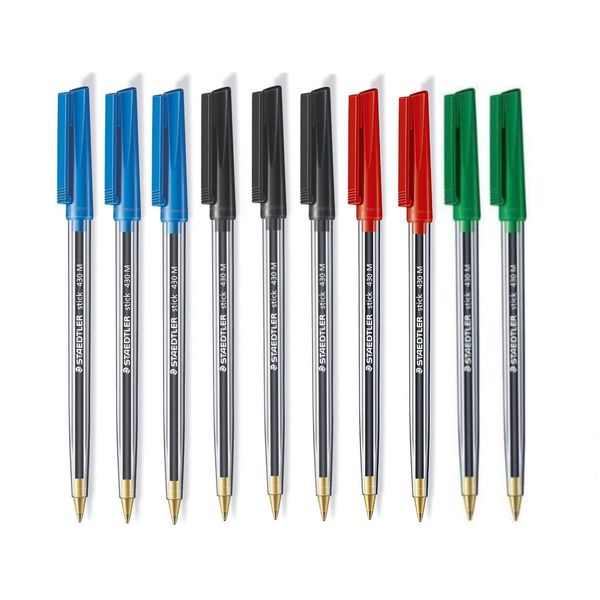 STAEDTLER Stick 430M Ballpoint Pen Medium Mixed Colours x 10