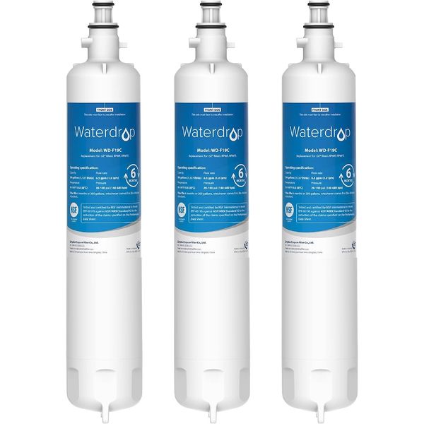 Waterdrop Refrigerator Water Filter, Replacement for GE® RPWFE (With Chip), 3