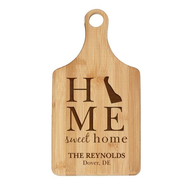 Personalized State Pride Bamboo Cutting Board - Delaware, 7" W x 13.5" L, Engraved