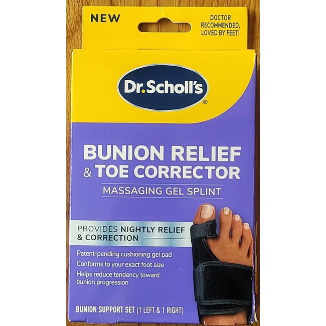 Dr. Scholl's Bunion Relief & Toe Corrector Support Set (1 Left & 1 Right) BLACK