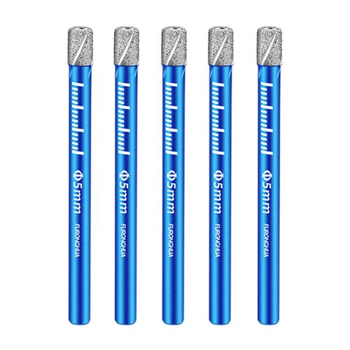 5pcs 3/16" Dry Diamond Core Drill Bits for Ceramic Porcelain Tile Granite Marble Glass Hard Materials Diamond Hole Saw Kit with Cooling Wax,Round Shank