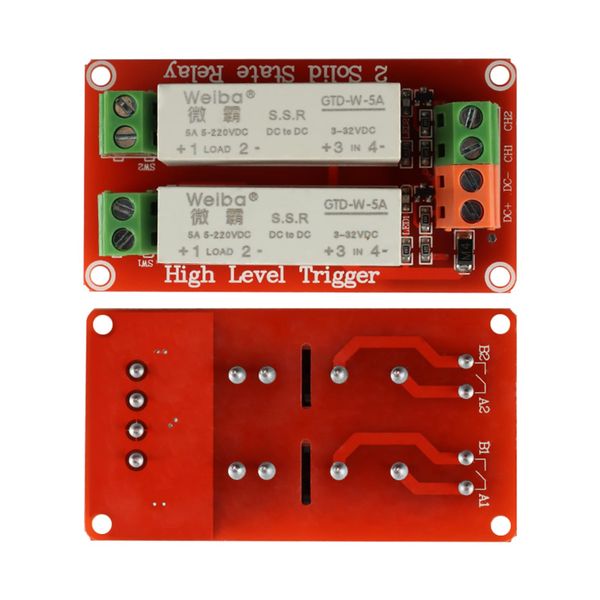 JESSINIE 5V 1 Channel Solid State Relay Module, Low Level Trigger, 5A DC Control (2 Channel)