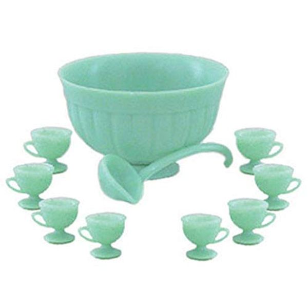 Melody Jane Dollhouse Jadite Punch Bowl Set Chrysnbon Dining Room Party Tableware 1:12