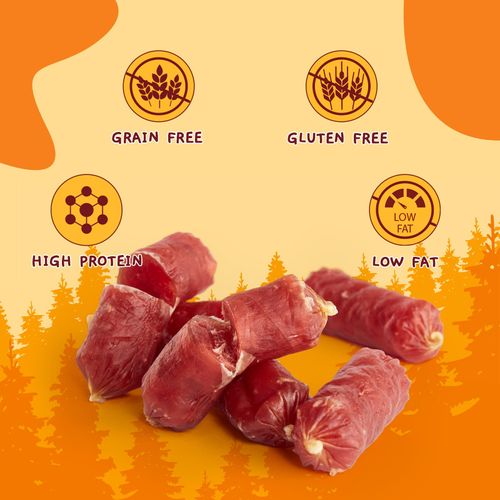 Jungle Calling Dog Treats, Duck Sausage Dog Treats, Slow Roasted Chewy Duck Jerky Dog Treats, Grain-Free Soft Training Treats for Small and Medium Dogs, 10.6 oz
