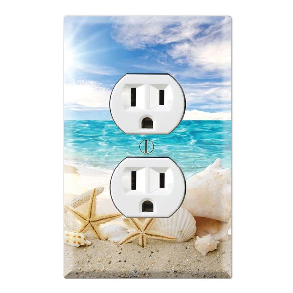 Graphics Wallplates - Seashells Ocean White Sand Beach- Duplex Outlet Wall Plate Cover