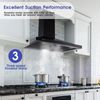 36" Wall Mounted Range Hood 450CFM Kitchen Cooking Vent 3-Speed Black Painted