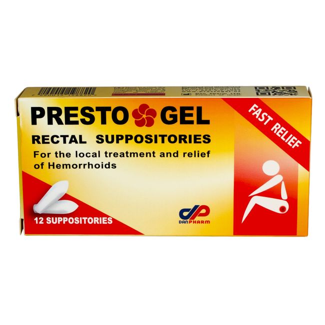 Presto Gel - Natural Hemorrhoid Rectal Suppositories - Rapid Hemorrhoid  Treatment and Relief from Itching, Swelling, Burning and Discomfort - Pack  of 12 