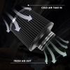 3" 76mm Dry Air Filter Cold Air Intake Cone Replacement High Flow Inlet BLACK