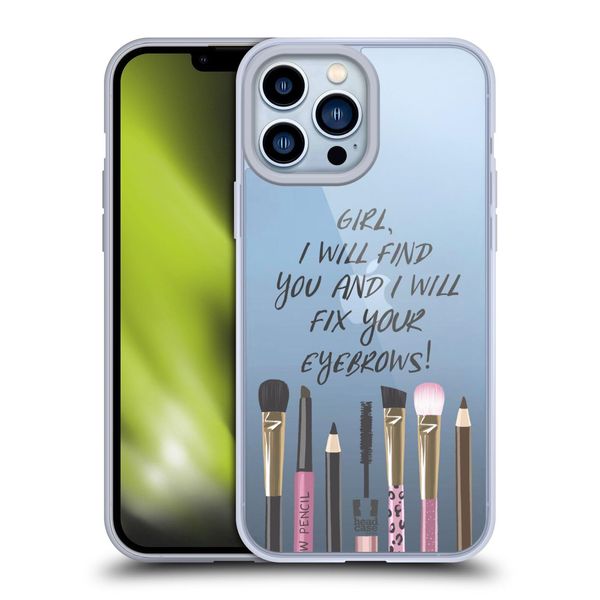 Head Case Designs Eyebrow Quote Makeup Obsession Soft Gel Case Compatible with Apple iPhone 13 Pro Max