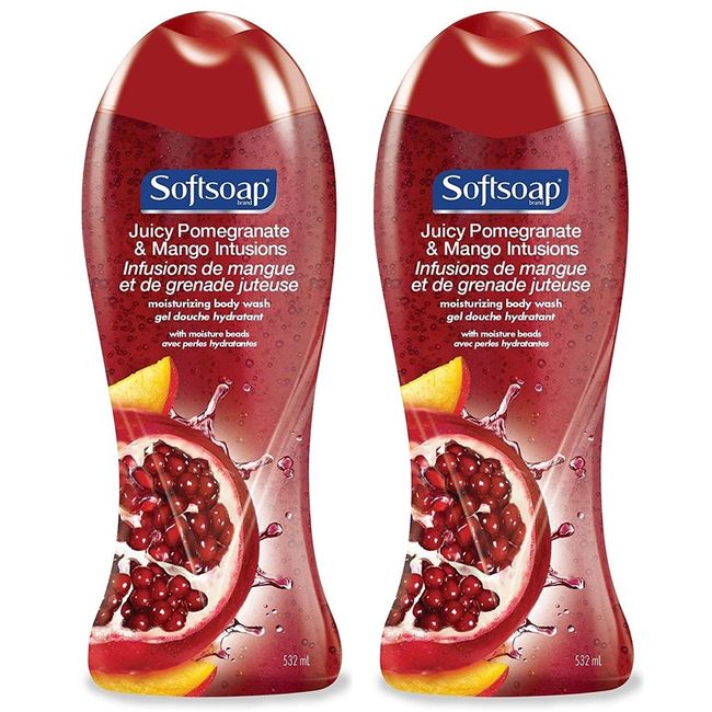 Softsoap Body Wash, Juicy Pomegranate and Mango Infusions 18 fl oz(pack of 2)