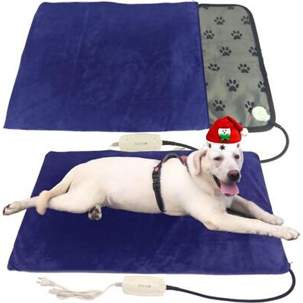 Pet Heating pad for Large Dog cat Heated Bed 34" x 21" with 34X21 inch, grey