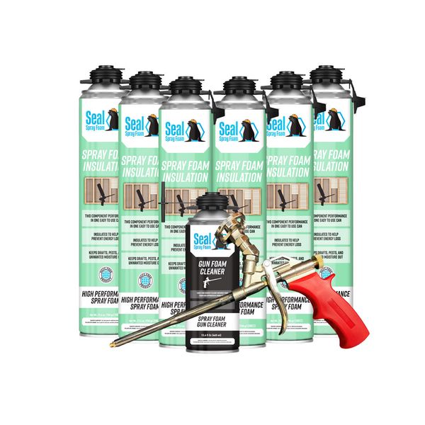 Seal Spray Closed Cell Insulating Foam Can Kit w/Gun Applicator&Cleaner (150 BF)