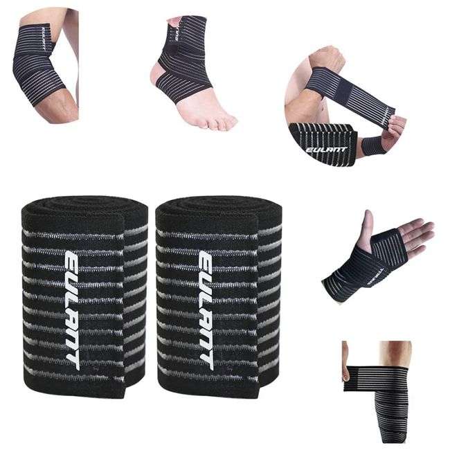 EULANT Elastic Knee Bandage Wraps 2 Pieces,Knee Support,Elbow Support,Thigh Compression Wraps,Leg Support,Hand Wrist Bandage,90cm/35.4''