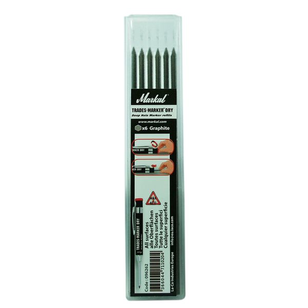Markal 96262 Trades-Marker Dry Markierstifte, Set mit 6 Minen, graphit