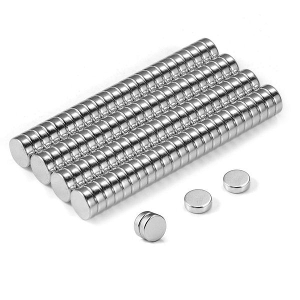 BTLIN Mini Neodymium Magnet, Strong Small Round Magnets for Fridge Whiteboard Magnetic Board Noticeboard Office Crafts 6x2 mm 100Pcs