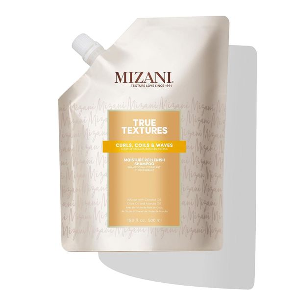 Mizani Moisture Shampoo, For All Curl Types, Cleansing and Replenishing, Enriched with Olive, Coconut and Marula Oils, Sulphate and Parabens Free, True Textures, 250ml