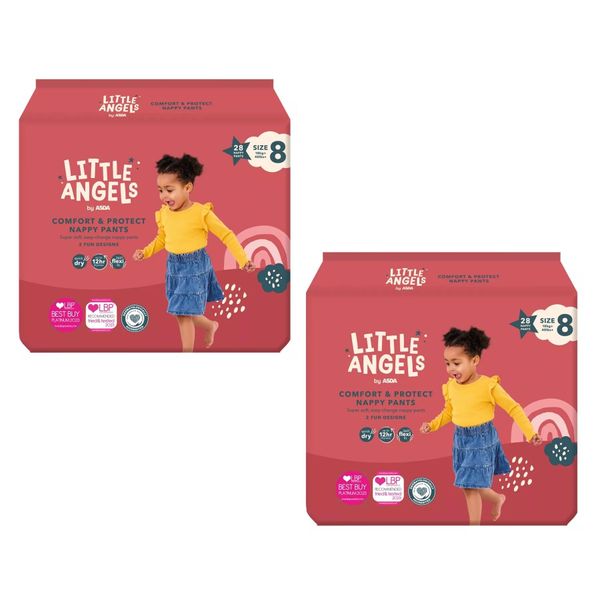 2X ASDA Little Angels Size 8 Nappy Pants 28 Pack