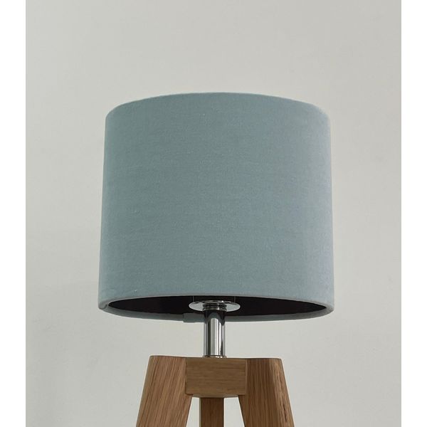 Duck Egg Blue Velvet Brushed Copper Oval Lampshade