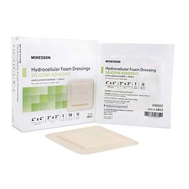 McKesson Silicone Adhesive with Border Silicone Foam Dressing, 4 x 4 inch - Box/10