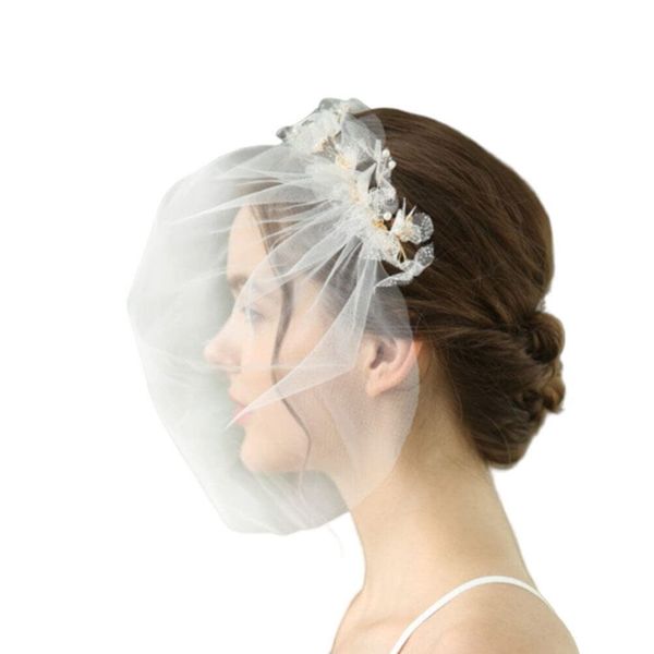 minkissy Party Hair Accessories Wedding White Veil Veils for Brides Pearl White Veil Lace Bridal Veil Wedding Birdcage Veil Women Wedding Veil Golden Hairband Manual Women's Headband