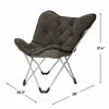 Foldable Butterfly Chair Metal Frame Soft Suede Cotton Cushion Black 37.4"