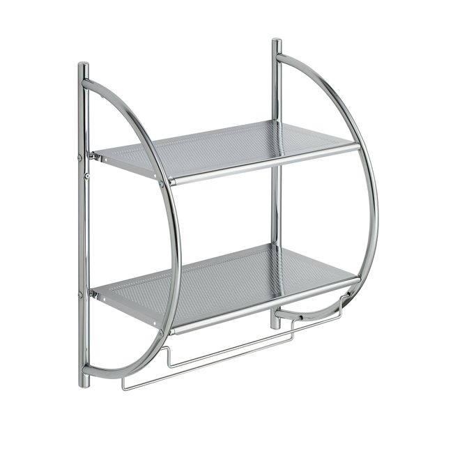 Organize It All Chrome 2-Tier Metal Wall Mount Bathroom Shelf