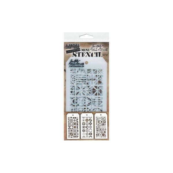 Stampers Anonymous Mini Stencil Set #41 (3 Ea.), Opaque, Small