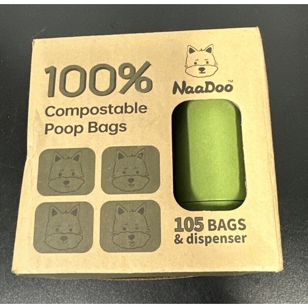 NaaDoo Compostable Pet Waste Bags 105 Bags And Dispenser New