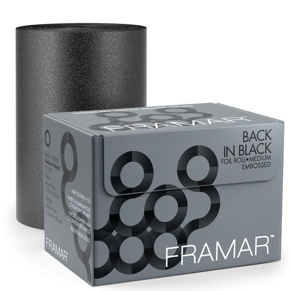 Framar Back in Black Embossed Roll Aluminum Foil, Hair Foils For Highlighting - Medium 320 ft