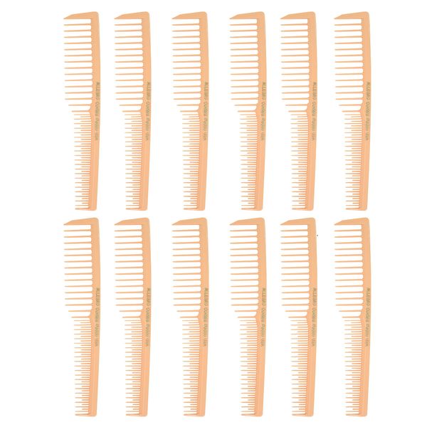 Allegro Combs 6000 Wide Tooth Teasing Lift Vented Hair Combs Space Tooth Barber Stylist Curly Hair Parting Fresh Mix 12 Pc. (Fresh Peach)