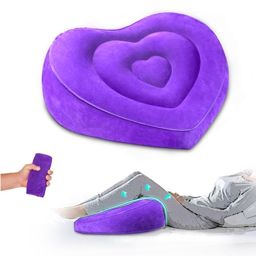 Leg Elevating Pillow - Heart Shape, Leg Elevation Pillows for Swelling Blood Circulation, Inflatable Wedge Pillow for Traveling, Wedge Pillow for Legs Foot Pain Relief Acid Reflux, Easy Carry Storage