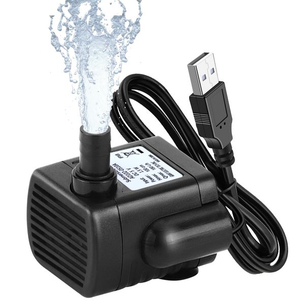 LEDBOKLI Submersible Pump, Small Pump, Mini Drainage Pump, Pond Pump, Aquarium, Circulation Pump, Submersible Pump, USB Powered, Silent, Lift Height, 3.3 ft (1 m), DC5 V, Discharge Volume 180L/H