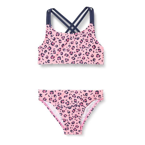 Playshoes Mädchen Uv-schutz Bikini Badeanzug Schwimmanzug Badebekleidung, Pink Leo, 122-128 EU