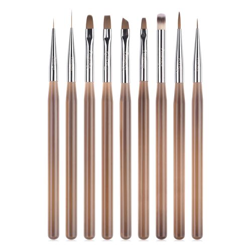 Rolabling 9pcs Nail Art Brush Set Nail Dotting Tools Nail Art Design Brushes Gel Polish Nail Polish Brushes 3D Nail Art Decorations Brush Nail Art Drawing Painting Brushes Manicure Nail Art Tool Set